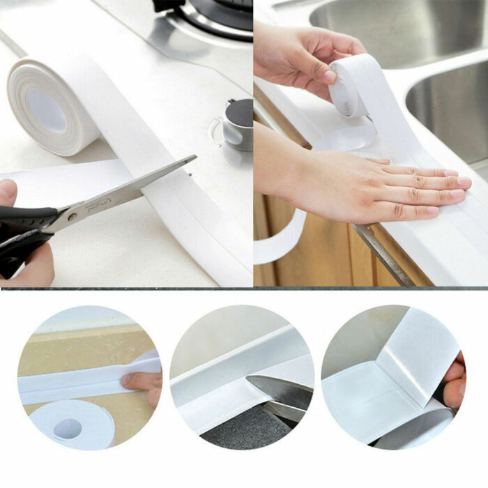 1 Roll Bath Wall Sealing Strip Waterproof Mildew Proof Self Adhesive Tape Kitchen Sink Basin Edge 2