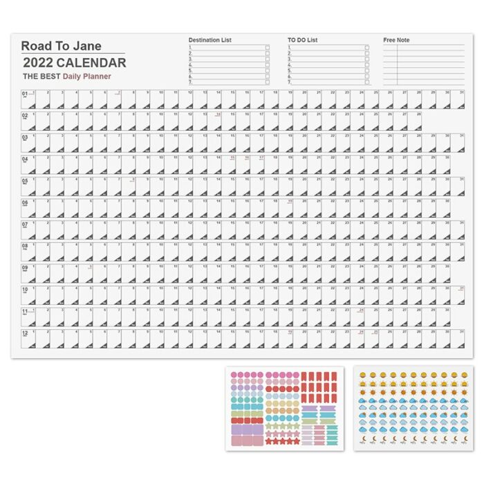 1 Pc 2022 Year Annual Plan Calendar Daily Schedule Sticker Dots Wall Planner Office School Supplies 2