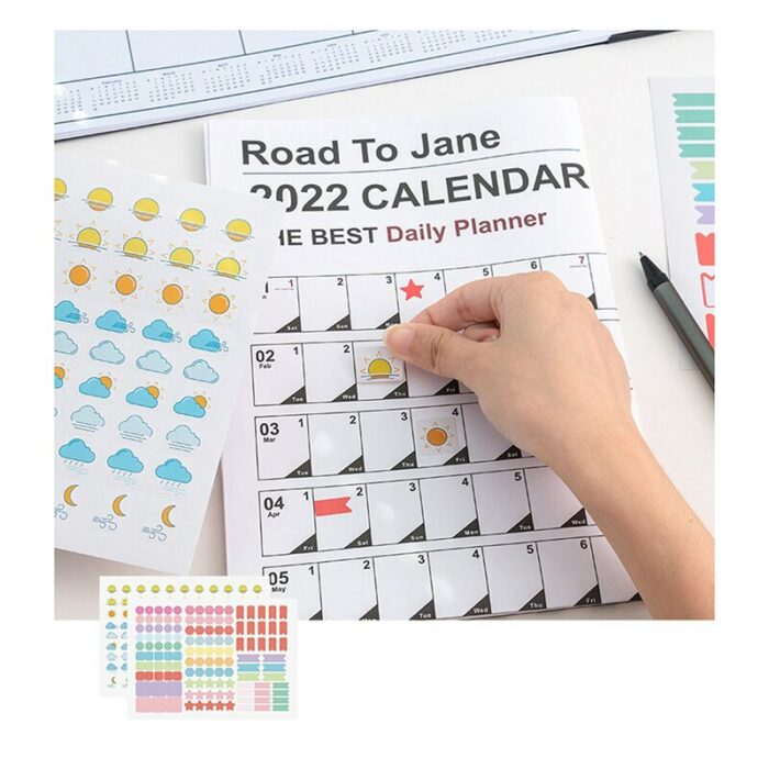 1 Pc 2022 Year Annual Plan Calendar Daily Schedule Sticker Dots Wall Planner Office School Supplies 4