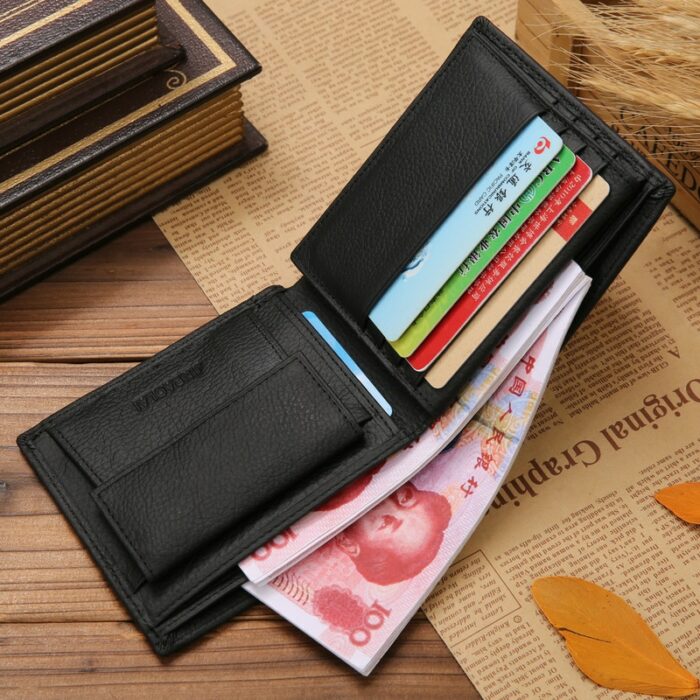 100 Genuine Leather Men Wallets Premium Product Real Cowhide Wallets For Man Short Black Walet Portefeuille 2