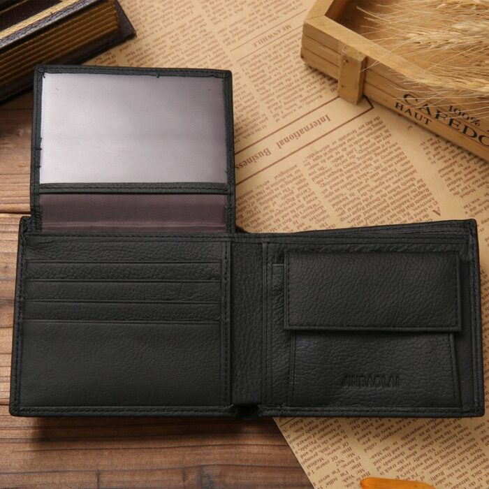 100 Genuine Leather Men Wallets Premium Product Real Cowhide Wallets For Man Short Black Walet Portefeuille 3