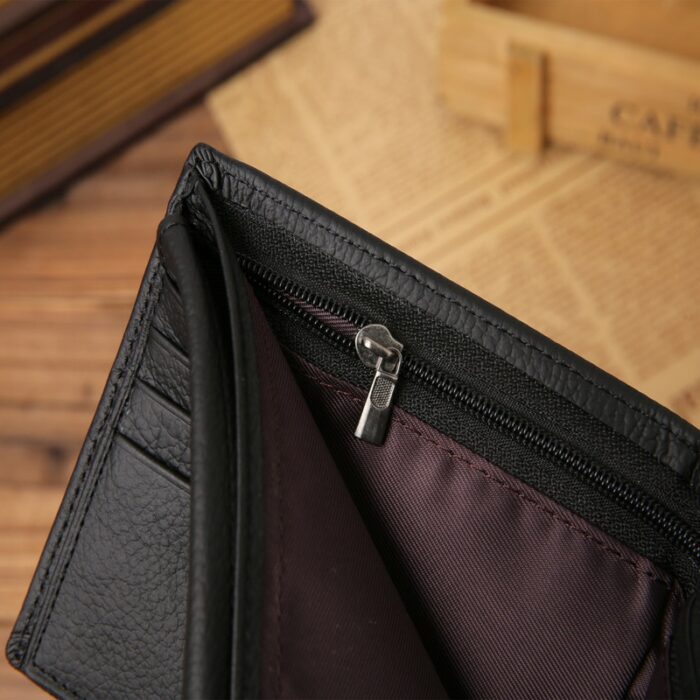 100 Genuine Leather Men Wallets Premium Product Real Cowhide Wallets For Man Short Black Walet Portefeuille 4