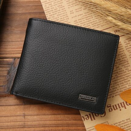 100 Genuine Leather Men Wallets Premium Product Real Cowhide Wallets For Man Short Black Walet Portefeuille