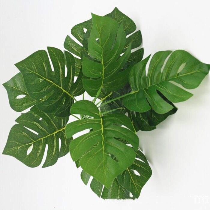 12 Heads Artificial Green Plant Turtle Back Leaves Colored Calla Leaf Fake Green Plant Living Room 1
