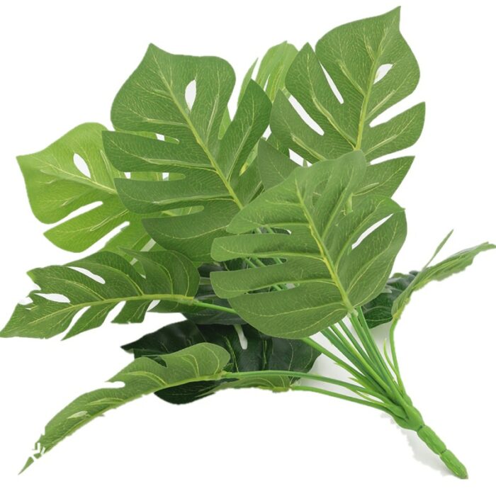 12 Heads Artificial Green Plant Turtle Back Leaves Colored Calla Leaf Fake Green Plant Living Room 2