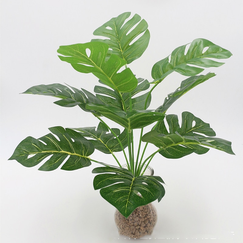 12 Heads Artificial Green Plant Turtle Back Leaves Colored Calla Leaf Fake Green Plant Living Room