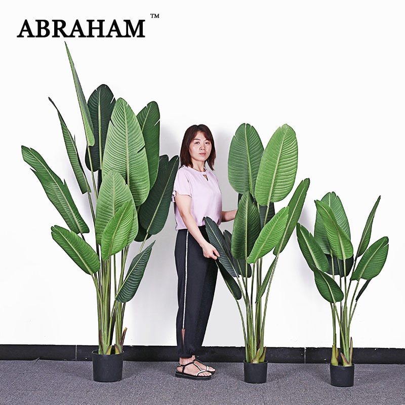120 200cm Large Artificial Banana Tree Tropical Fake Plants Palm Leafs Monstera Green Plastic Jungle Plant