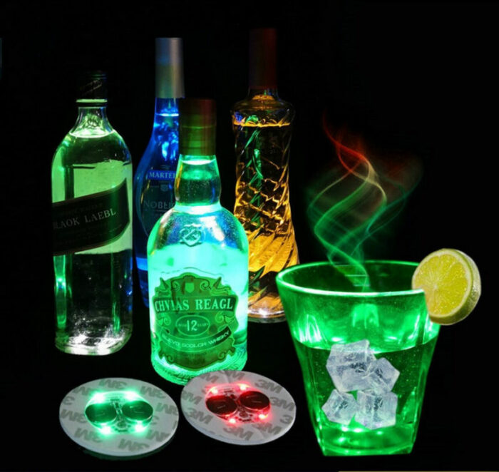 120pcs Super Bright 3mm 4led Flashing Light Bottle Cup Mat Coaster Led Glorifier Glow Sticker Club 5