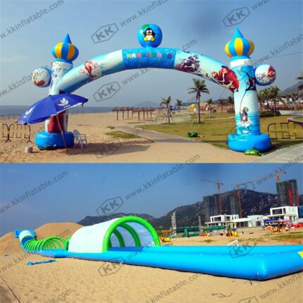 150m Long Air Sealed Inflatable Water Slides For Lakeside Water Park Inflatable Slip N Slide