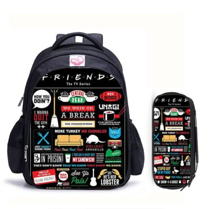16 Inch Central Perk Coffee Friends Backpack Children School Bags Boys Girls Daily Travel Backpacks Cartoon