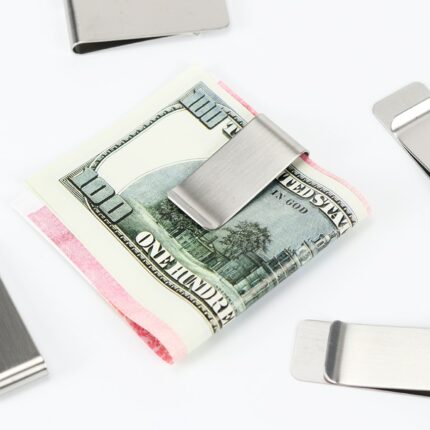 1pc High Quality Stainless Steel Metal Money Clip Fashion Simple Silver Dollar Cash Clamp Holder Wallet 1