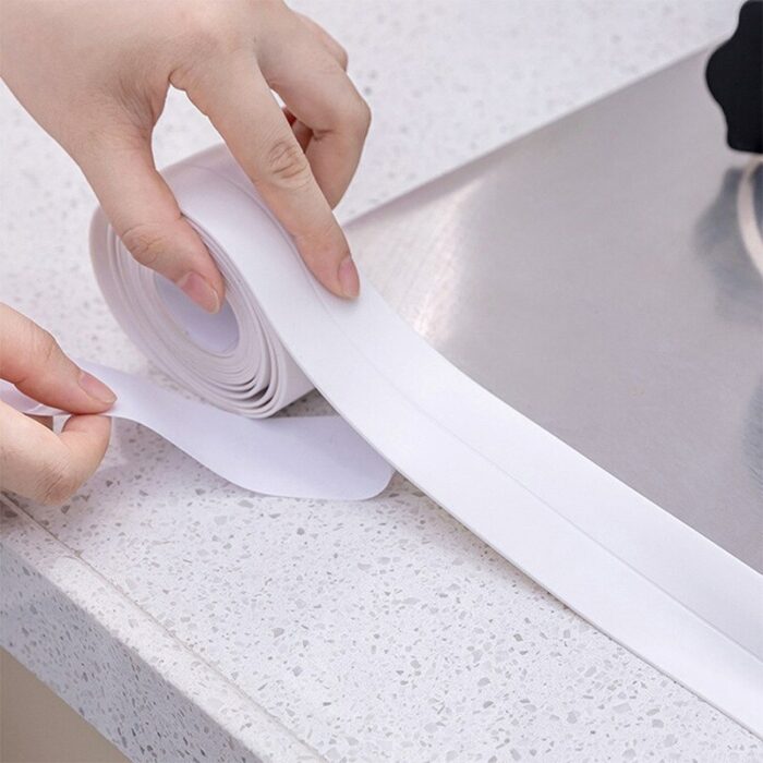 1roll Waterproof Mold Proof Adhesive Tape Durable Use Pvc Material Kitchen Bathroom Wall Sticker Sink Edge 3