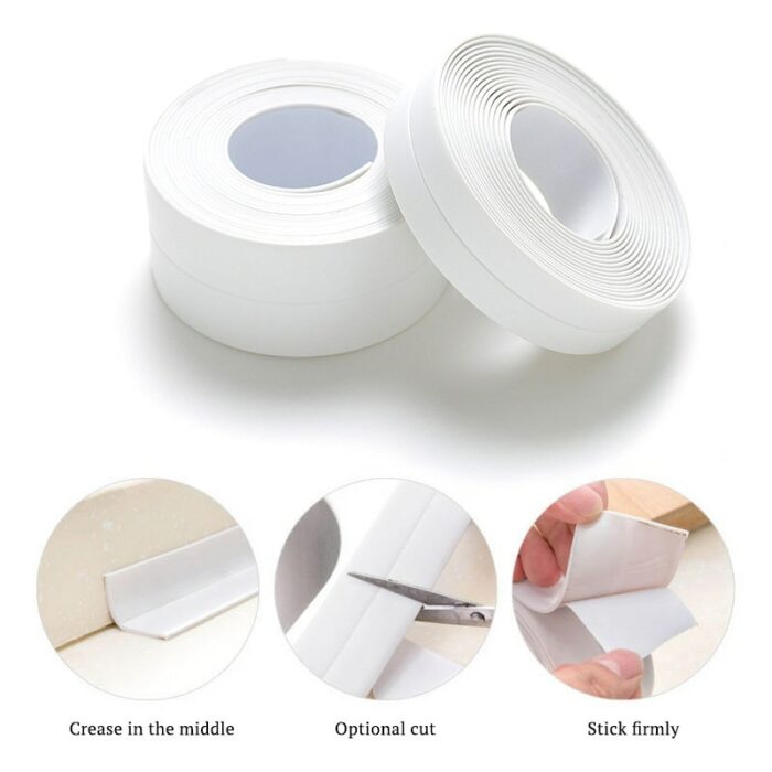 1roll Waterproof Mold Proof Adhesive Tape Durable Use Pvc Material Kitchen Bathroom Wall Sticker Sink Edge 5