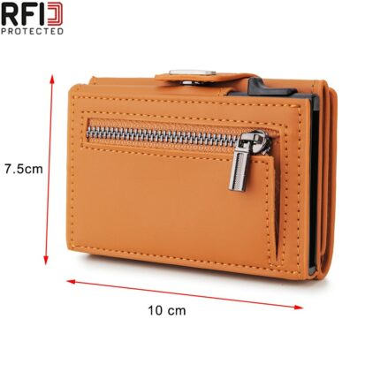 2022 Fashion Aluminum Credit Card Wallet Rfid Blocking Trifold Smart Luxury Leather Men Wallets Slim With 1