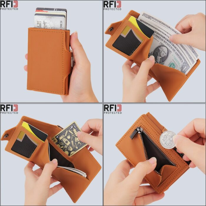 2022 Fashion Aluminum Credit Card Wallet Rfid Blocking Trifold Smart Luxury Leather Men Wallets Slim With 3