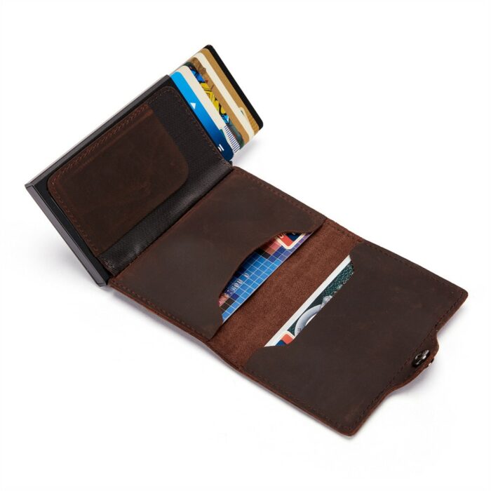 2022 New Genuine Leather Air Tag Men S Wallet Business Card Holder Aluminum Box Cards Holder 5