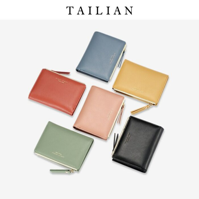 2022 New Short Ladies Wallet Fashion Simple Multi Card Wallet Solid Color Pu Leather Zipper Bag 3