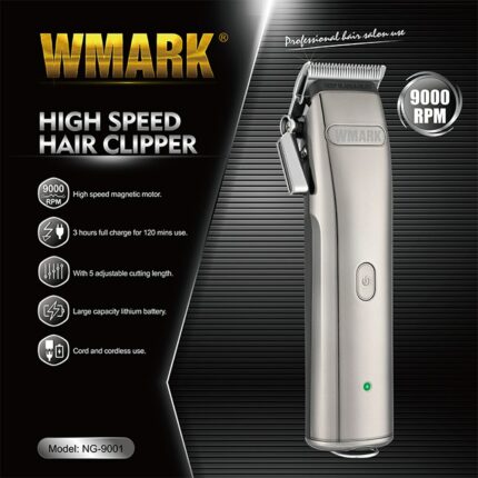 2022 Wmark Ng 9001 9000 Rpm 4400 Battery Dlc Fade Blade Professional Cordless Hair Clipper Trimmer 1