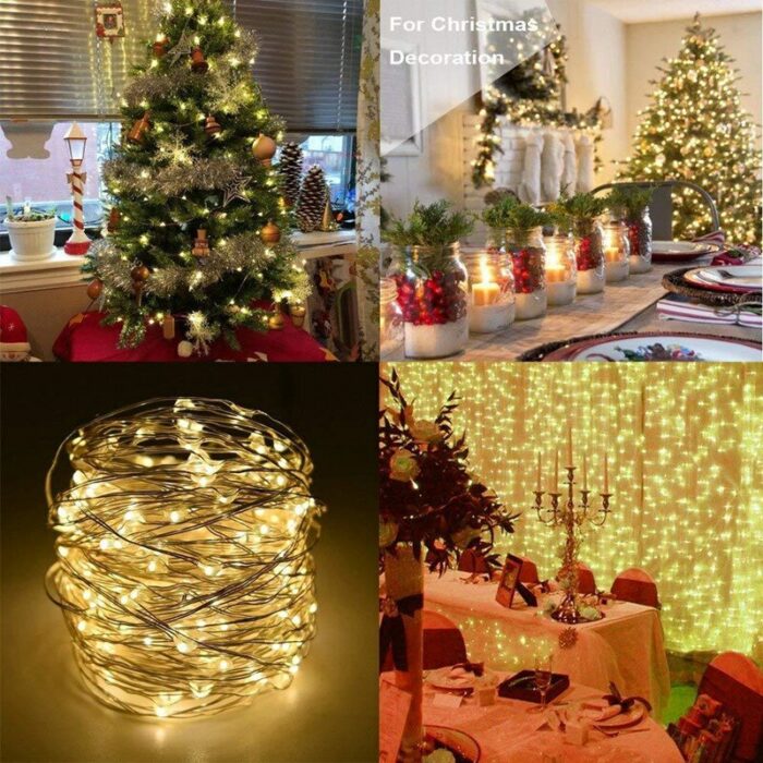 20m 10m 8 Mode Led Copper Wire String Lights Fairy Garland Christmas Lights Outdoor Remote Control 2