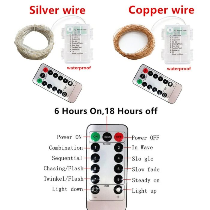 20m 10m 8 Mode Led Copper Wire String Lights Fairy Garland Christmas Lights Outdoor Remote Control 5