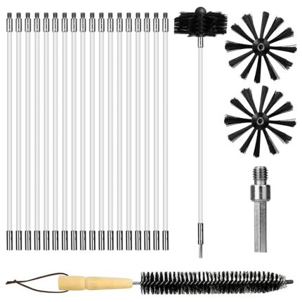 22 Pcs Chimney Cleaning Brush Duct Vent Cleaning Set With 18 Nylon Rods For Fireplace Dryer 1