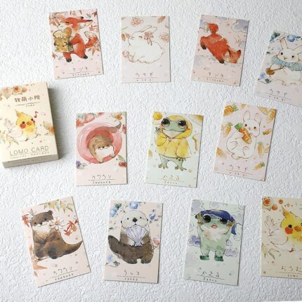28 Sheets Set Cute Bird And Rabbit Lomo Card Mini Postcard Diy Cartoon Animals Greeting Card