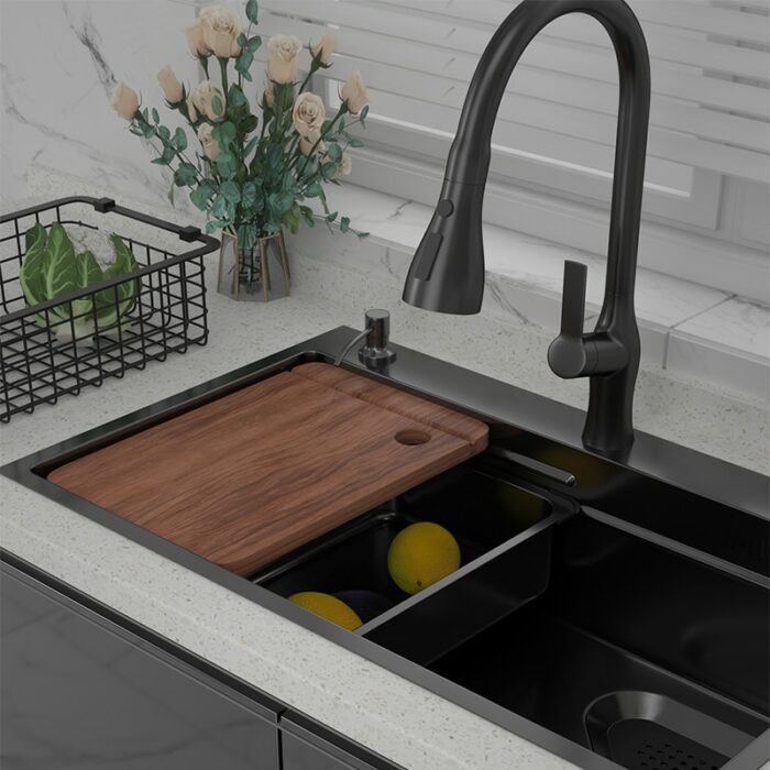 304 Stainless Steel Kitchen Sink Home Wash Basin Under The Counter Basin Large Single Slot Sink 5