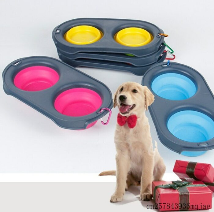 30pcs Collapsible Feeding Pet Food Bowls Silicone Cat Double Feeder Foldable Bowl Travel Cat Dog Supplies 2.jpg
