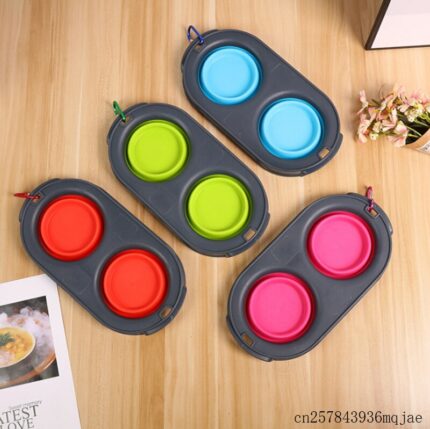 30pcs Collapsible Feeding Pet Food Bowls Silicone Cat Double Feeder Foldable Bowl Travel Cat Dog Supplies 5.jpg
