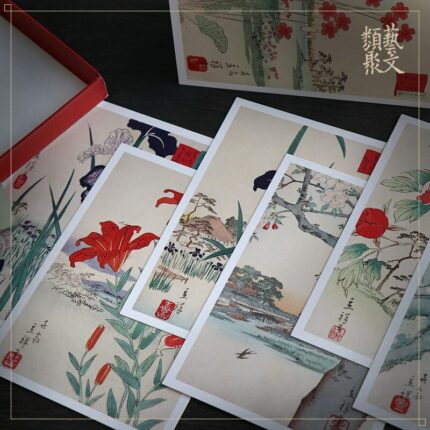 32 Pcs Set Dream Of Falling Flowers Art Postcard Japanese Ancient Style Illustration Japanese Landscape Postcard 1