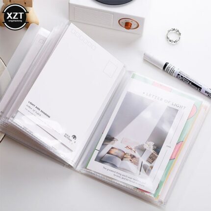 40 Pages A6 Postcards Pocket Storage Book Transparent Home Picture Album Invoice Memo Photo Paper Card 1