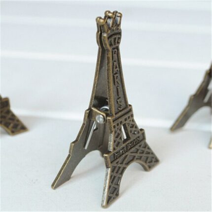 400 Pcs Vintage Tower Shaped Card Stand Paper Clamp Bookmark Metal Clip Office Stationery 1