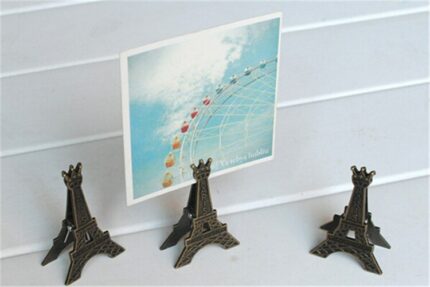 400 Pcs Vintage Tower Shaped Card Stand Paper Clamp Bookmark Metal Clip Office Stationery