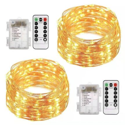 5 10m Led String Light Remote Control Fairy Lights Battery Power Christmas Outdoor Garland Wedding Party