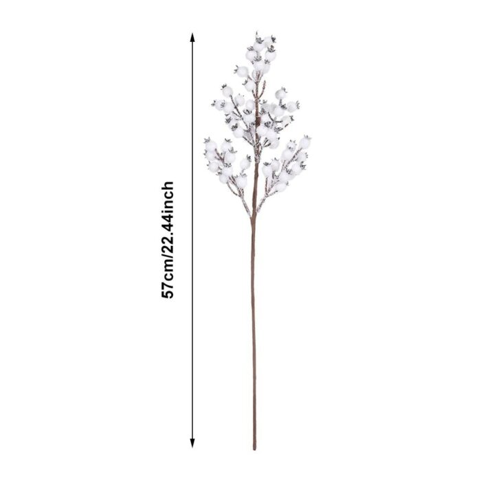 57cm Winter White Berry Branch Artificial Berries Fake Plant Branches For Wedding Home Office Party Tables 5