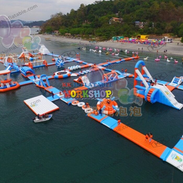 60x45m Commercial Outdoor Giant Float Water Park Inflatable Island Water Amusement Playground 4