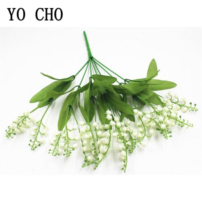 7 Branch White Artificial Lily Of The Valley Flower Gift Silk Fake Flower Lily Bouquet For 3