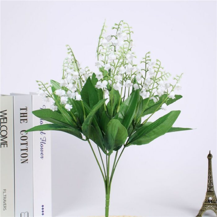 7 Branch White Artificial Lily Of The Valley Flower Gift Silk Fake Flower Lily Bouquet For 4