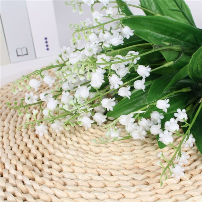 7 Branch White Artificial Lily Of The Valley Flower Gift Silk Fake Flower Lily Bouquet For 5