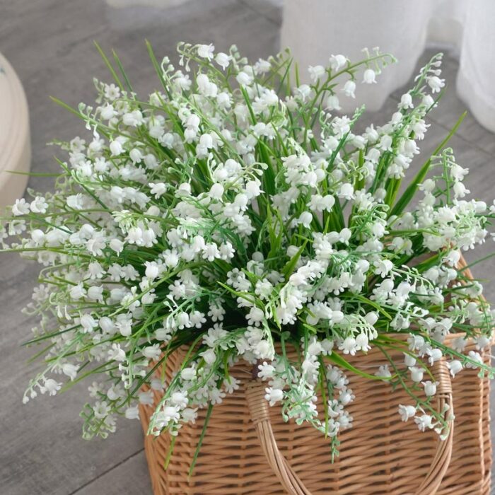 7 Fork Plastic Artificial Flowers Green Artificial Grass Plants Home Office Desk Decorative Leaves Party Decors 5