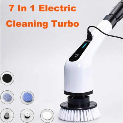 7 In 1 Electric Cleaning Turbo Scrub Brush Wireless Window Wall Cleaner Adjustable Or Bathroom Kitchen