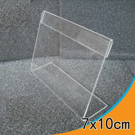 800pcs Transparent Five Size Choose L Shape Acrylic Plastic Table Sign Price Tag Label Display Paper 1