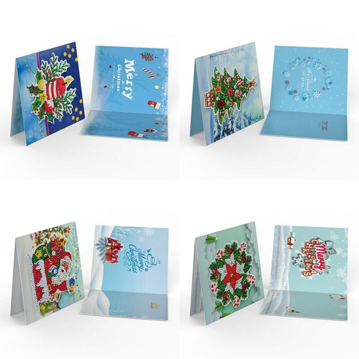 8pcs Diy Diamond Painting Christmas Greeting Card Santa 5d Special Shaped Diamond Art Crafts Mosaic Embroidery 1.jpg