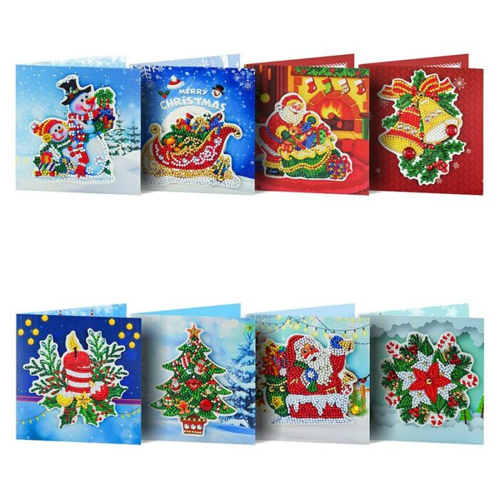 8pcs Diy Diamond Painting Christmas Greeting Card Santa 5d Special Shaped Diamond Art Crafts Mosaic Embroidery.jpg