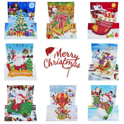 8pcs Diamond Painting Christmas Cards 5d Diy Special Shaped Diamond Art Crafts Kit Santa Claus Xmas.jpg