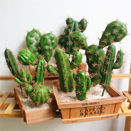 Artificial Plastic Cactus Succulents Prickly Pear Potted Plant No Pot Eco Friendly Simulation Home Office Desktop 1