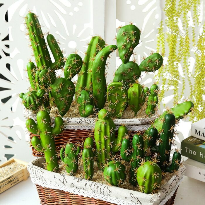 Artificial Plastic Cactus Succulents Prickly Pear Potted Plant No Pot Eco Friendly Simulation Home Office Desktop 11