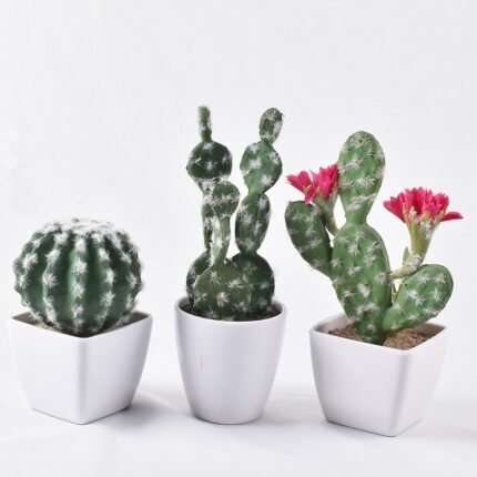 Artificial Plastic Cactus Succulents Prickly Pear Potted Plant No Pot Eco Friendly Simulation Home Office Desktop 2