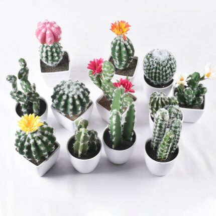 Artificial Plastic Cactus Succulents Prickly Pear Potted Plant No Pot Eco Friendly Simulation Home Office Desktop