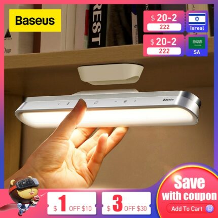 Baseus Desk Lamp Hanging Magnetic Led Table Lamp Chargeable Stepless Dimming Cabinet Light Night Light For